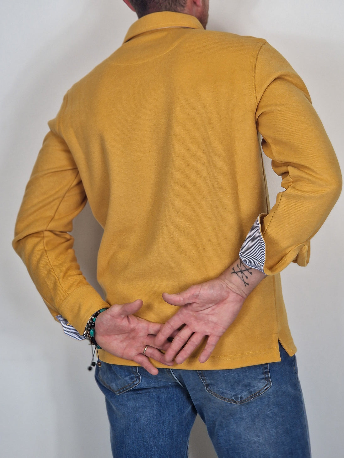 Men's Winter Polo Shirt in Cotton - Ochre