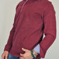 Men's Winter Polo Shirt in Cotton - Burgundy