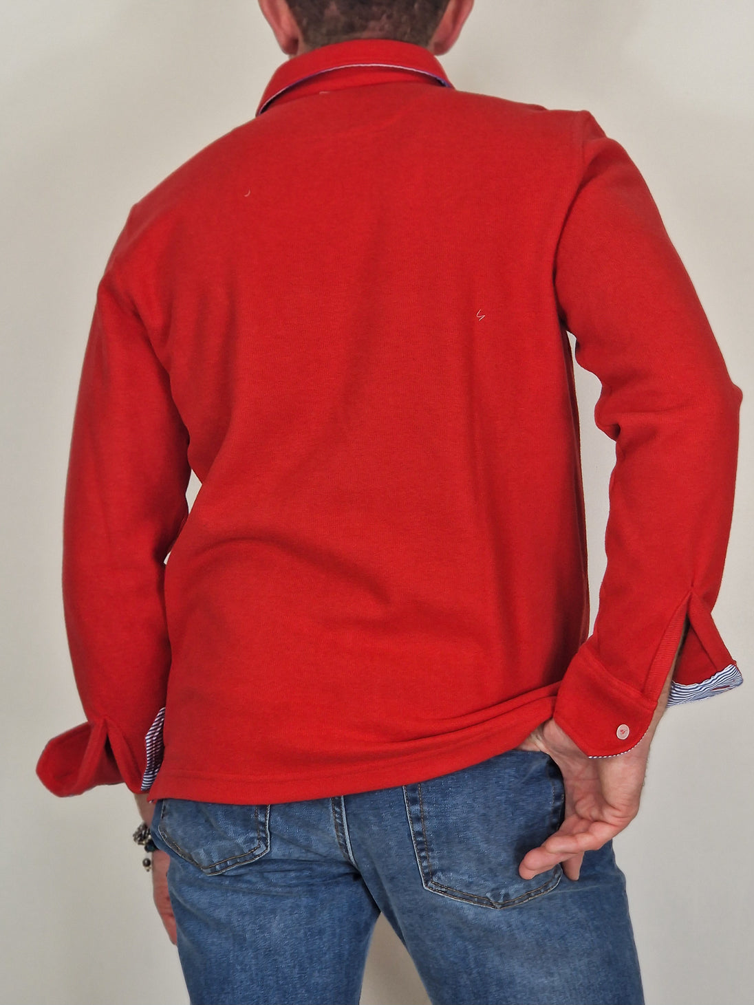 Men's Winter Polo Shirt in Cotton - Red