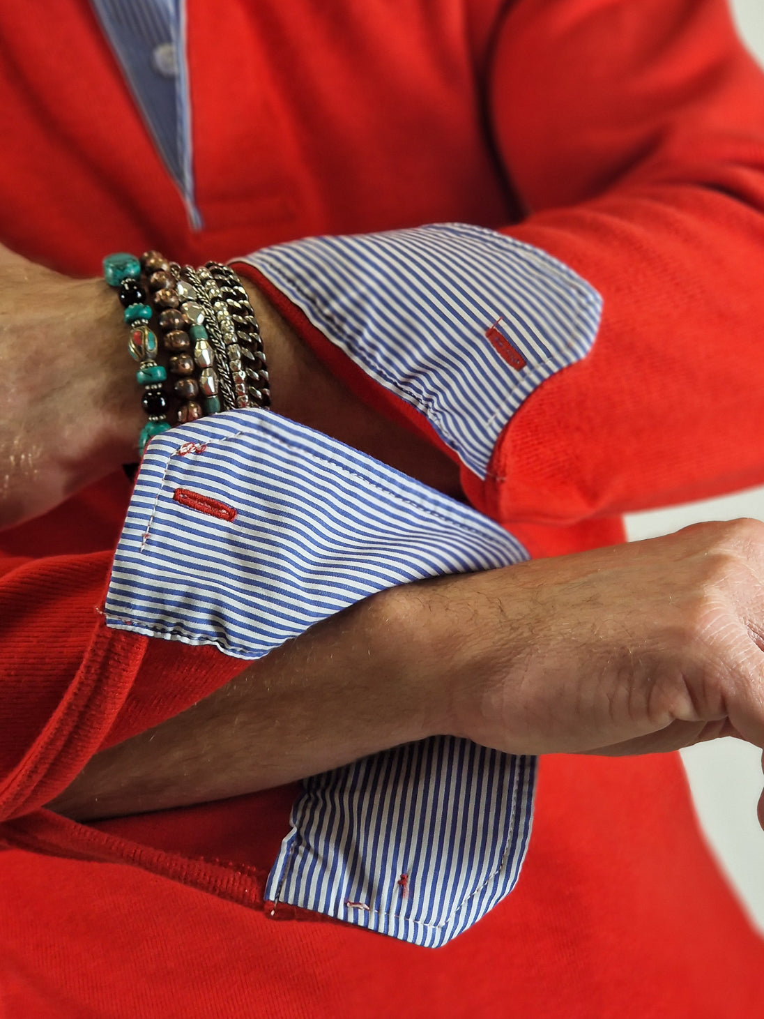 Men's Winter Polo Shirt in Cotton - Red