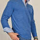 Men's Winter Polo Shirt in Cotton - Blue Mélange