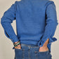 Men's Winter Polo Shirt in Cotton - Blue Mélange