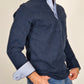 Men's Winter Polo Shirt in Cotton - Dark Blue