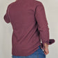 Men's Winter Polo Shirt in Cotton - Wine Mélange