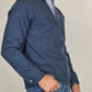 Men's Winter Polo Shirt in Cotton - Blue Mélange Denim