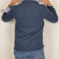 Men's Winter Polo Shirt in Cotton - Blue Mélange Denim