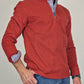 Men's Winter Polo Shirt in Cotton - Red Mélange