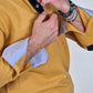 Men's Winter Polo in Cotton with Elbow Patches - Ochre Blue