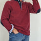 Men's Winter Polo in Cotton with Elbow Patches - Burgundy Blue