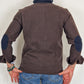 Men's Winter Polo in Cotton with Elbow Patches - Dark Brown Blue