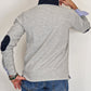 Men's Winter Polo in Cotton with Elbow Patches - Light Grey Blue