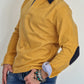 Men's Winter Polo in Cotton with Elbow Patches - Ochre Blue